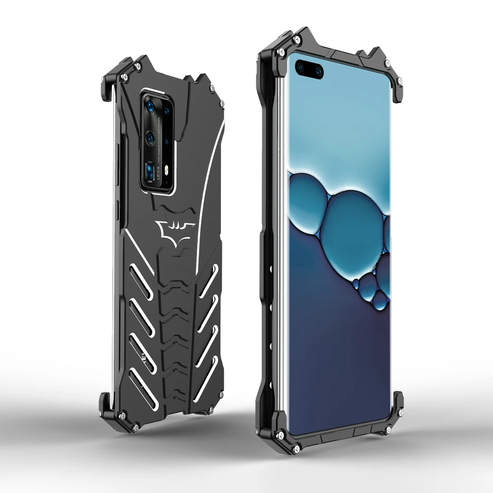 

Luxury Kickstand Shockproof Case For Huawei P40 Pro Aluminum Bumper Skin Armor Metal Back Cover Case
