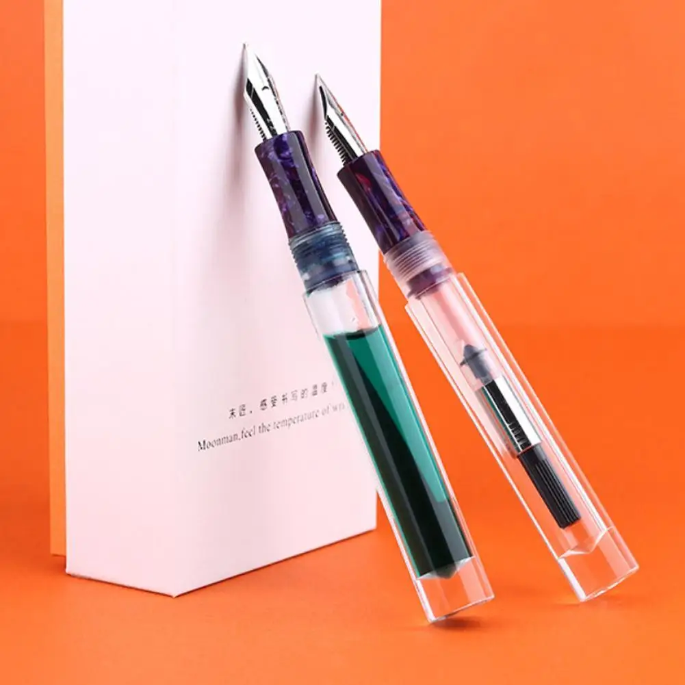 NEW C1 Dropper Fountain Pen Fully Transparent Large-Capacity Fine Gift Fashion Ink Two-color Iridium random Storing E2H3 |