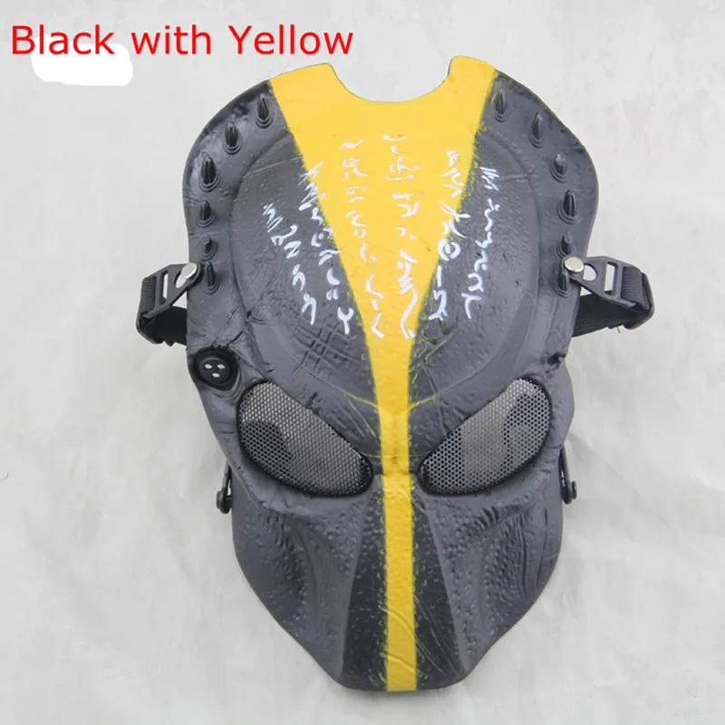 Black with Yellow Alien vs. Шлем хищника маска с светильник на Хэллоуин маскарадные костюмы для косплея CS военная игра реквизит Открытый тактический страйкбол маски - Цвет: Black with Yellow