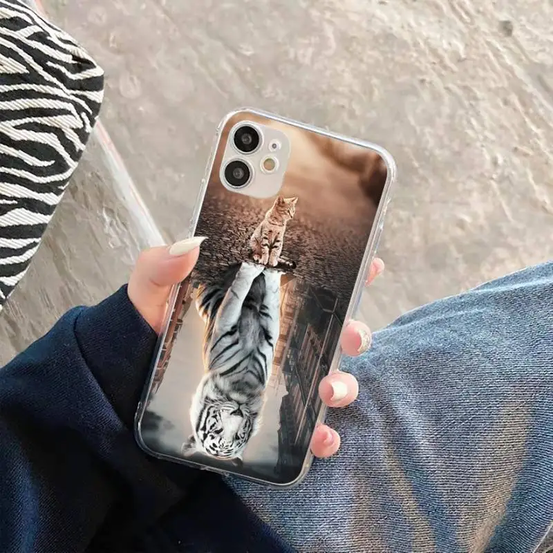 

Cat tiger dog lion Phone Case Transparent soft For iphone 5 5s 5c se 6 6s 7 8 11 12 plus mini x xs xr pro max
