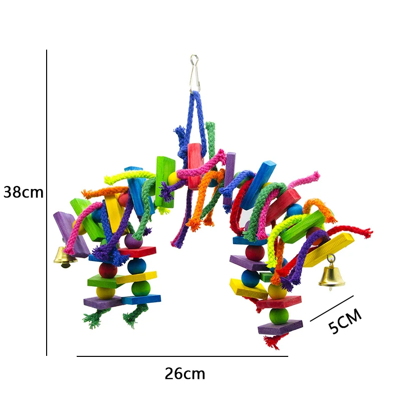 1 шт красочный Попугай попугай дерево ВЕРЕВОЧНАЯ ИГРУШКА деревянная