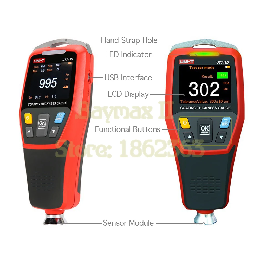 UNI-T UT343D Cars Paint Thickness Tester FE/NFE 0~1250um Meter | Инструменты