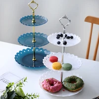 3 tier cake stand plates style european wedding party multi layer plastic three tier fruit tray snack candy tray