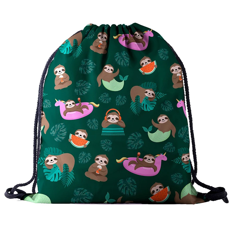 

backpack drawstring BAGS drawstring fashion 3D printing travel softback men bags UNISEX Women's shoulder bag knapsack green new