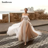 smileven beach champagne wedding dress a line off the shoulder lace bride dresses 2020 robe de mariee bridal gowns