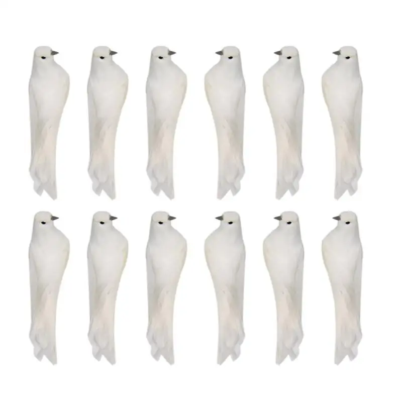 12pcs B 12 шт. красочные/чисто белые Искусственные Птицы домашний сад магазин декорации пена перо клип ремесла декоративные украшения - Цвет: 12pcs B
