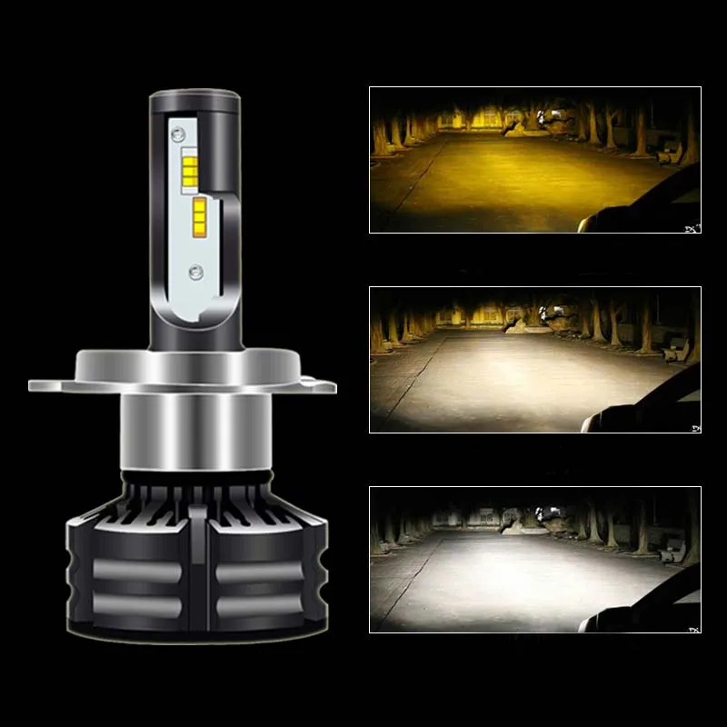 

ZK30 H4 H7 Headlight Three Color Car Headlight LED H1 H3 H8 H11 9005 9006 60W 20000lm 3000K 6500K 8000K Auto Headlamp Fog Light