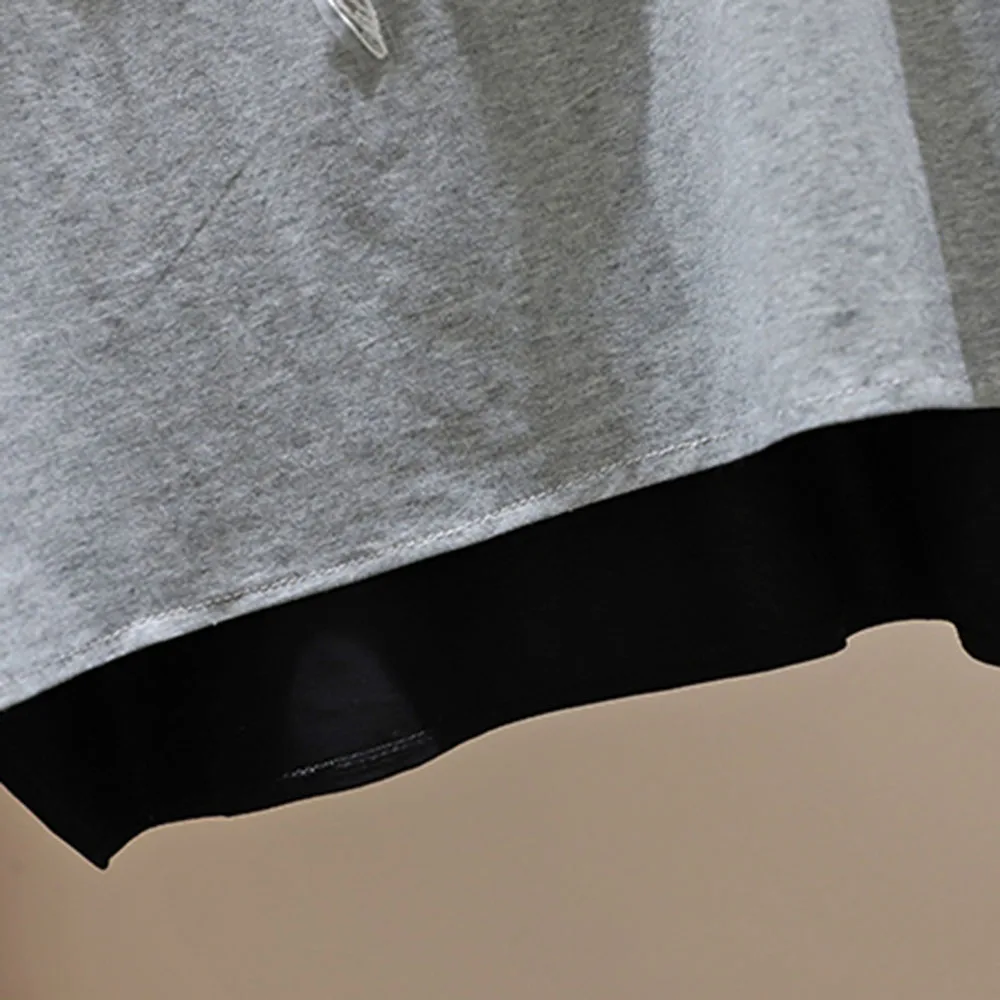 

2021 Oversize T-Shirt Korean Fashion Loose Casual Color Contrast Splicing Applique Round Neck Summer Women's Summer New