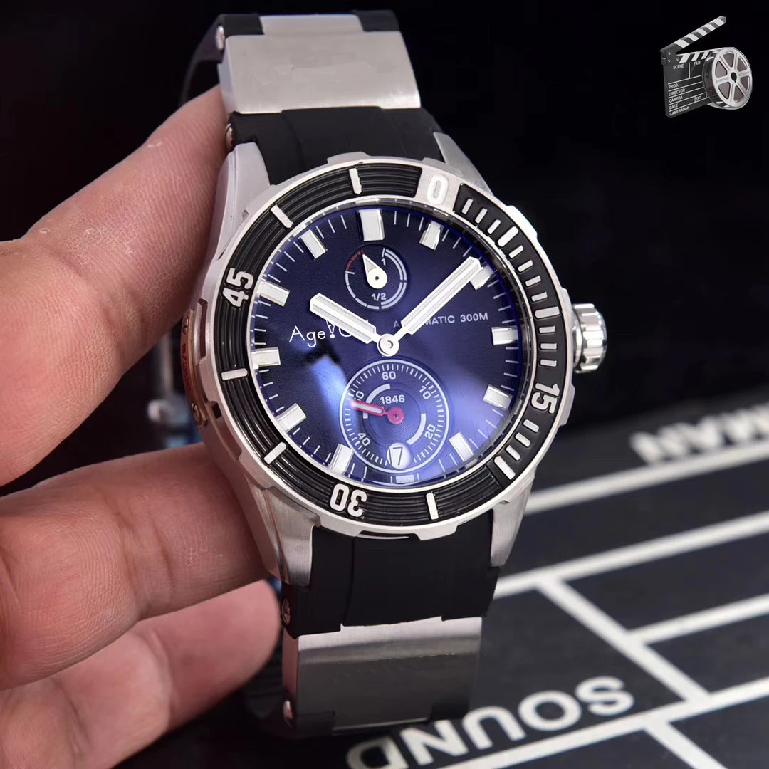 Silver Black Роскошные брендовые новые мужские часы розового золота, серебристого, черного, синего цвета, автоматические механические часы из нержавеющей стали сапфировые часы с хронометром 42 мм AAA - Цвет: Silver Black