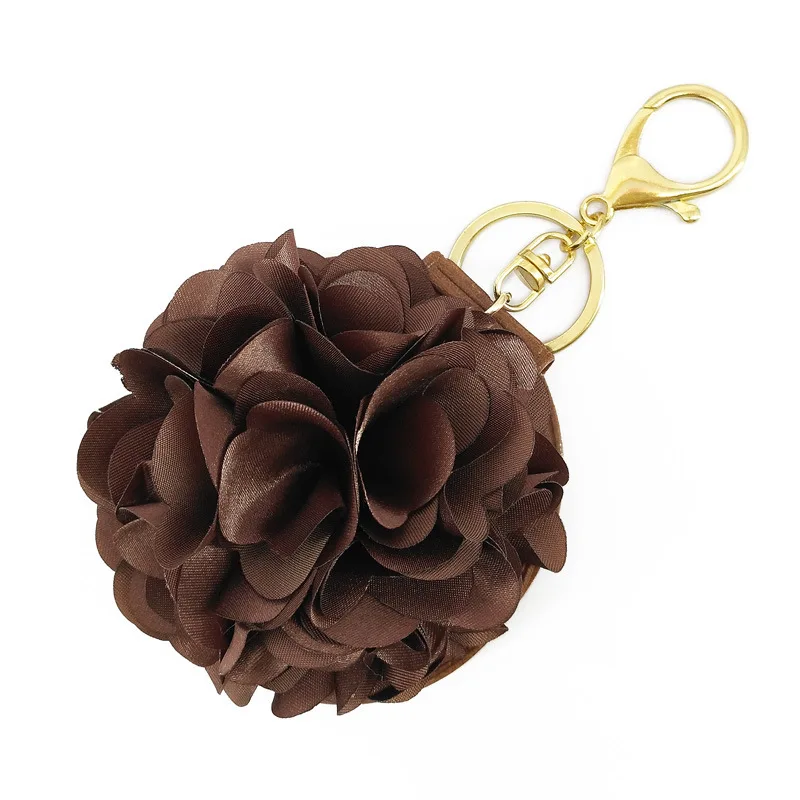 

New DIY Wealthy Fabric Flower Mirror Keychain Pendant Travel Portable Cosmetic Mirror Handbag Car Keychain Pendant