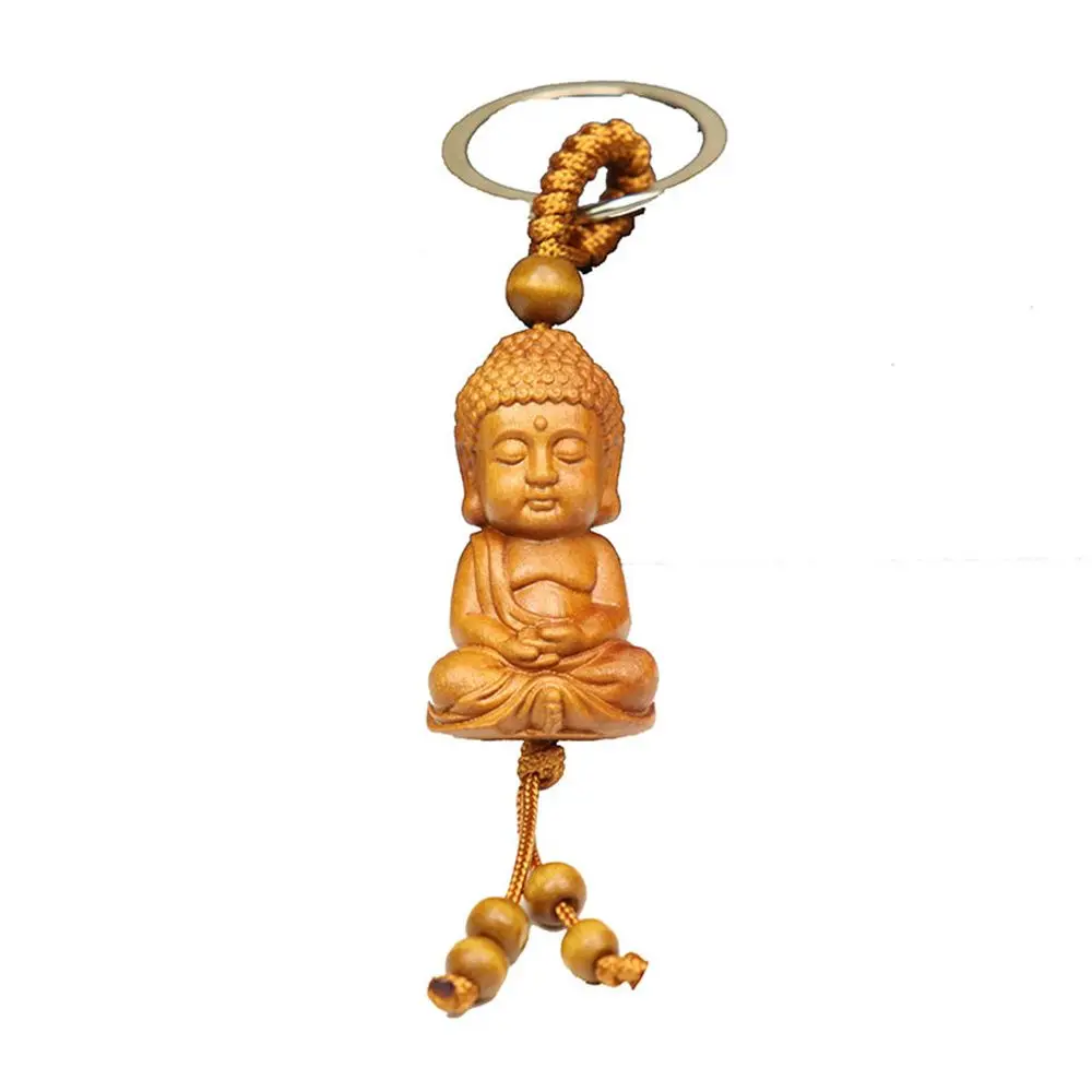 

Jewelry Gift Person Shape Buddha Accessories Key Holder Key Ring Carving Pendant W ooden Keychain
