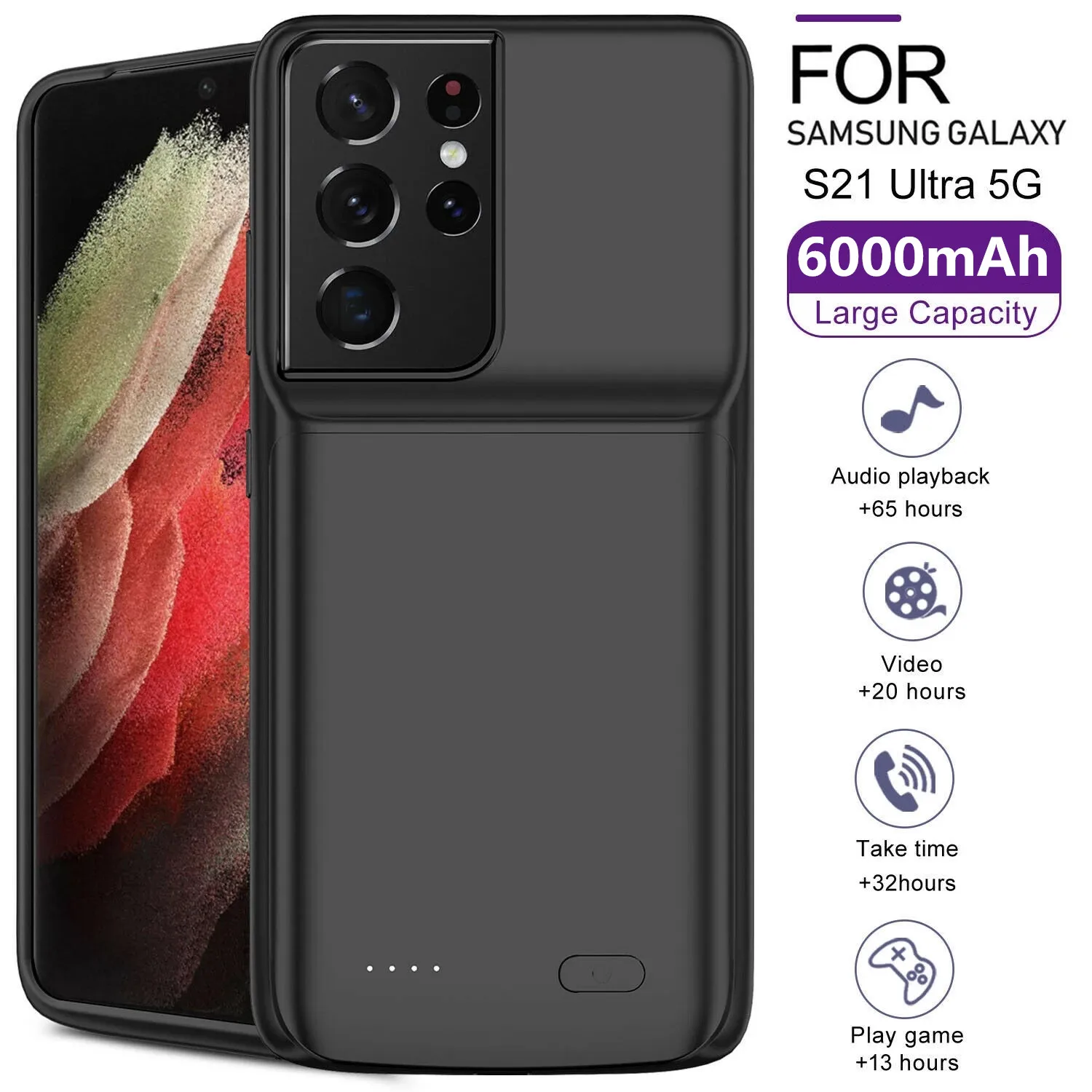 

Резервный источник питания, кейс для Samsung Galaxy S21 Плюс/S21 Power Bank чехол для Samsung Галактики S21 ультра 5G Внешняя батарея зарядное устройство чехол