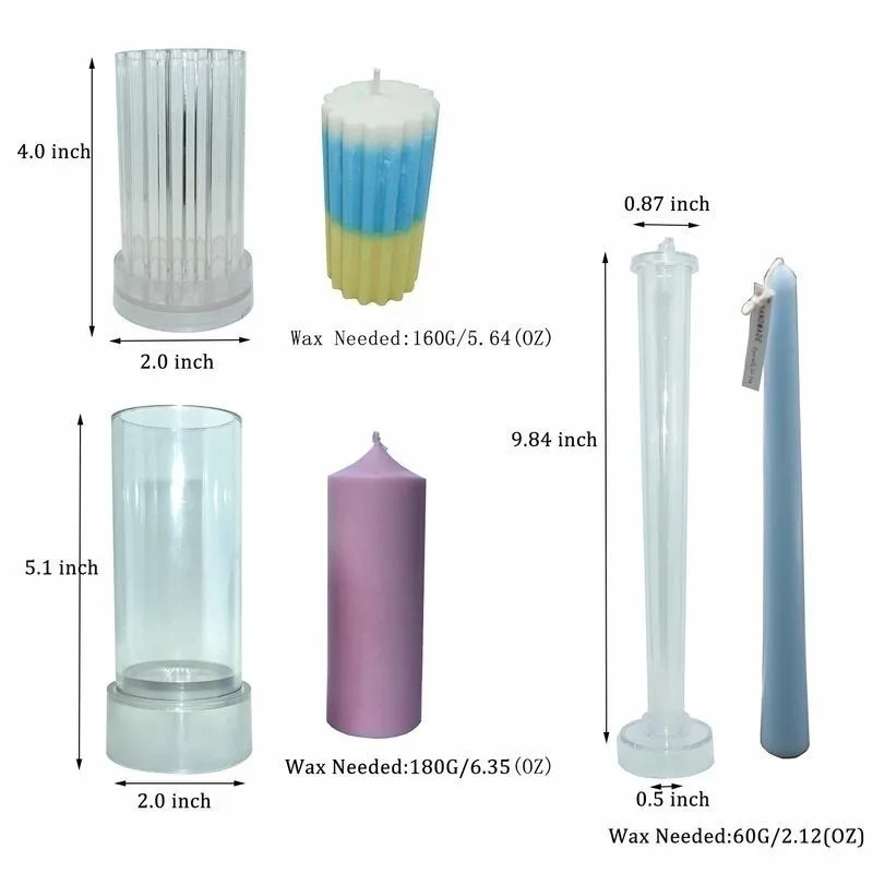 MILIVIXAY Pack of 2 Plastic Candle Molds for Making Pillar/Cylinder/Hexagon/Sprial Shaped Supplies Crafts |
