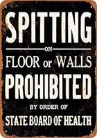 tin sign new aluminum spitting on floor or walls prohibited 11 8 x 7 8 inch