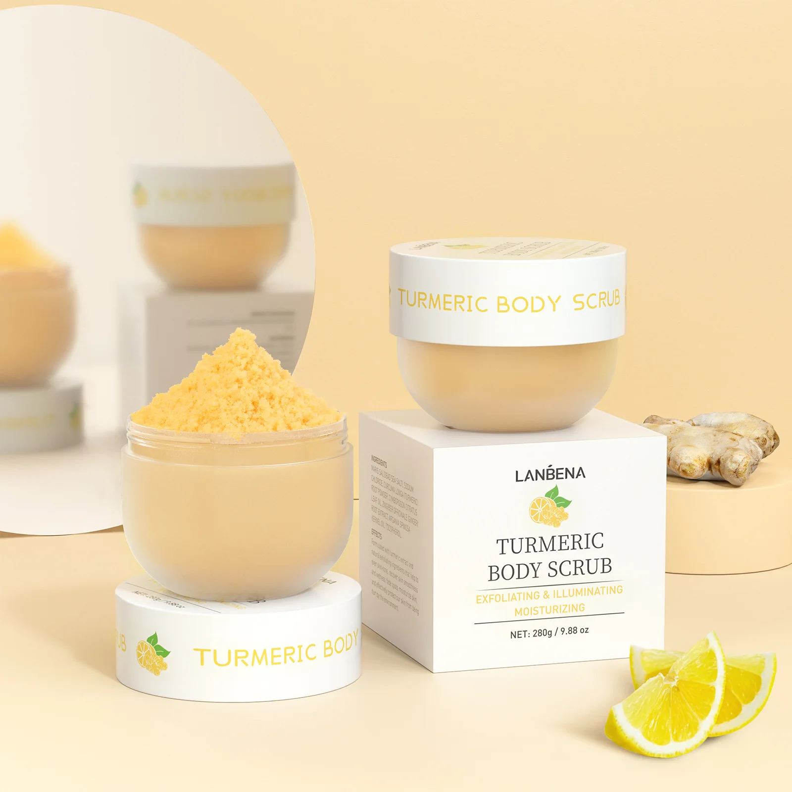 Куркума скраб для тела удаляет омертвевшую кожу питательный и увлажняющий с