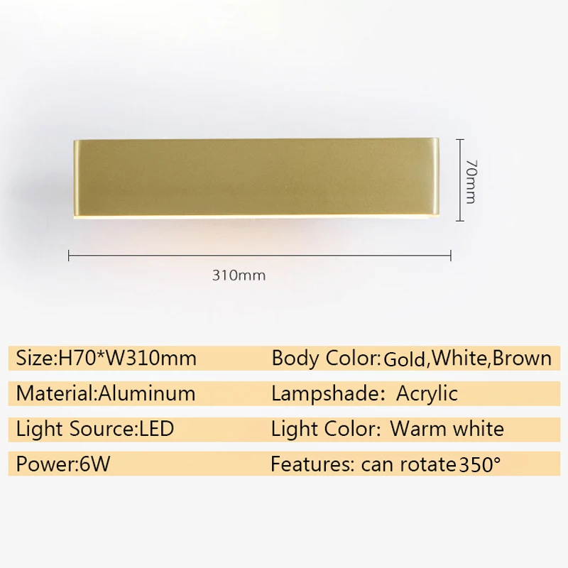 

Modern LED Wall Lamp 360 degree rotation adjustable bedside light living room corridor Reading study sconces led luminaire lamps