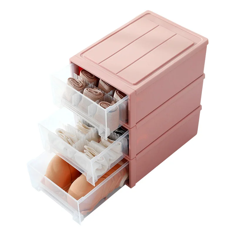 

Underwear Storage Box Drawer-Type Household Underwear Socks Organizing Box Three-in-One Bra Compartment Box