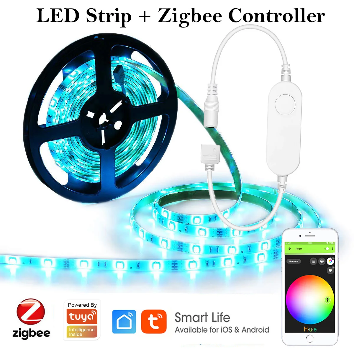 

Zigbee 3.0 Smart LED Strip 5M DC12V RGB CCT RGBW Dimmer Controller Work Smartthings Zigbee Hue Alexa Echo Google Assistant Mqtt