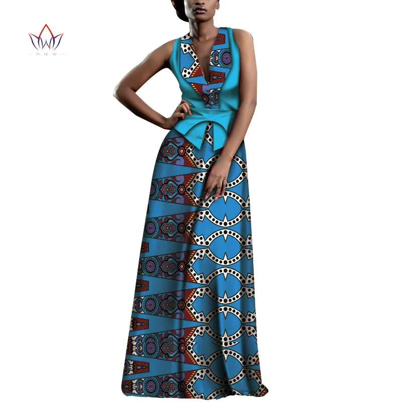 2020 Ankara Outfits Summer Wax Fabric Skirt Sets African Wax Print 2 pcs Skirt Suit Traditional African Women 3xl Clothes WY7346
