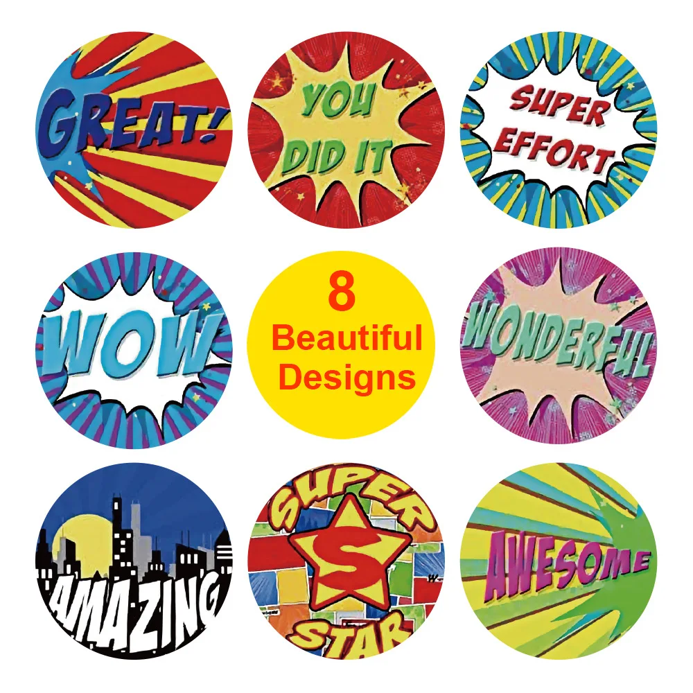 

100-500pcs Super Star Reward Stickers for Teacher Praise Student Well Done Excellent Sticker Teaching Supplies