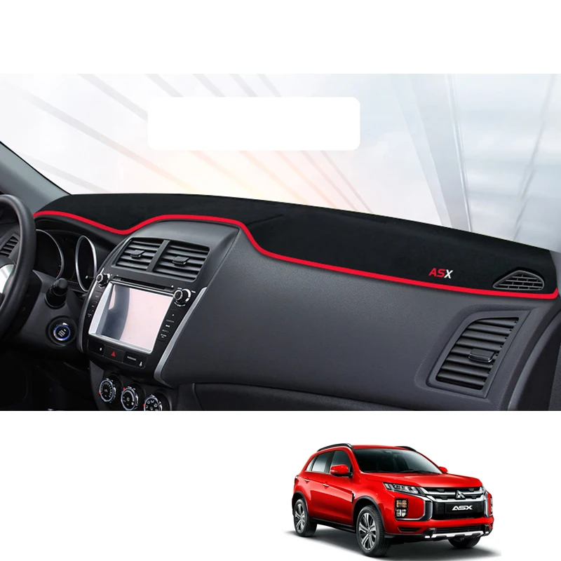 Lsrtw2017 полиэстер приборной панели автомобиля коврик для mitsubishi asx 2010 2011 2012 2013 дополнительный коврик интерьера - Название цвета: black red edge