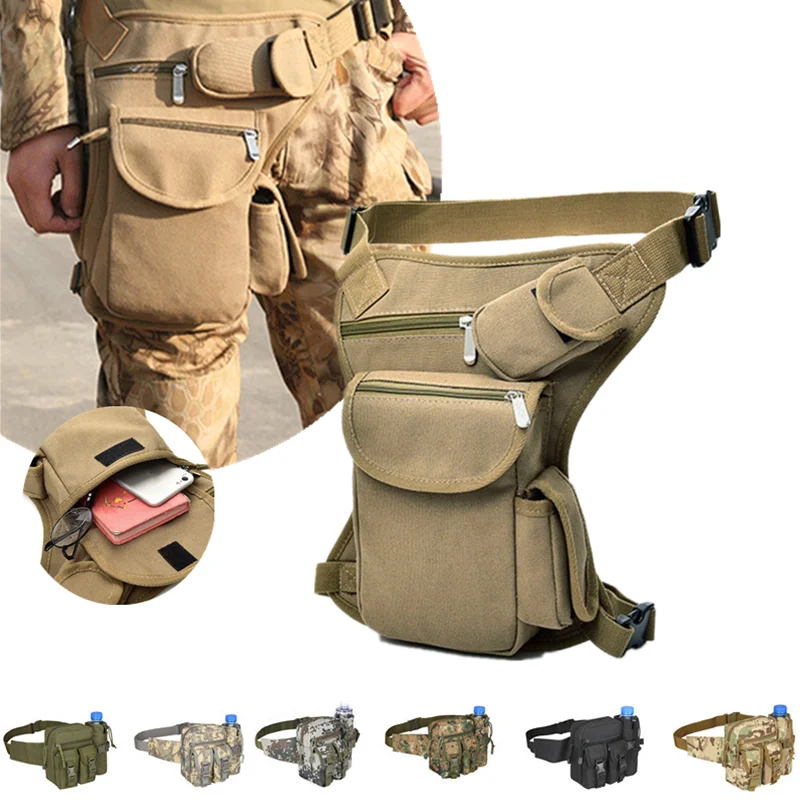 Men Canvas Drop Leg Bag Waist Bag Fanny Pack Belt Hip Bum Mi