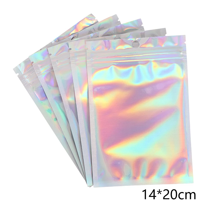 

Мини-сумки на молнии с голографической лазерной алюминиевой фольгой, 20 шт., 10 размеров