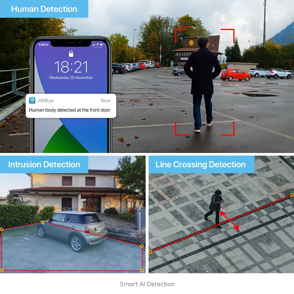 H.View 5Mp Poe Ip Камера Ai Распознавание лиц 4 шт Cctv безопасности s открытый аудио видео