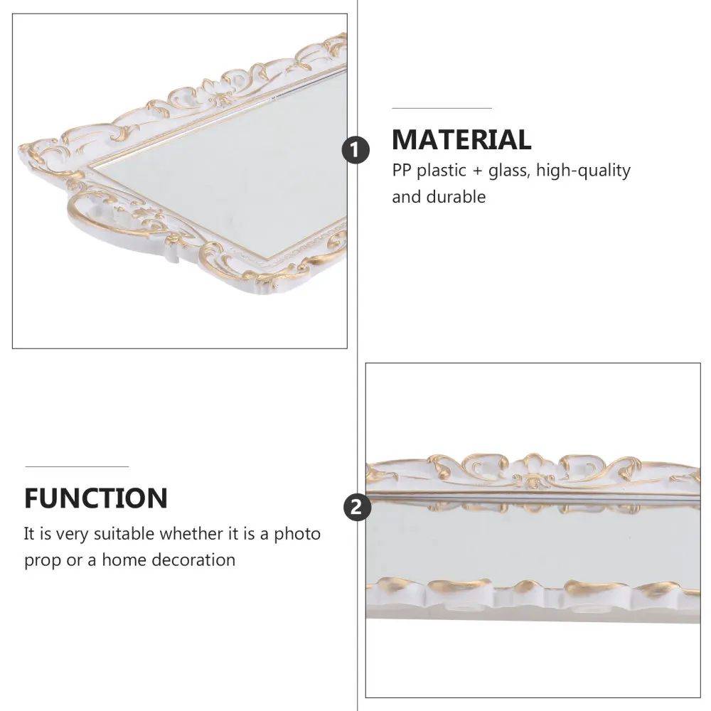 

1PC Retro European Type Mirror Tray Background Mirror Storage Plate Photo Prop