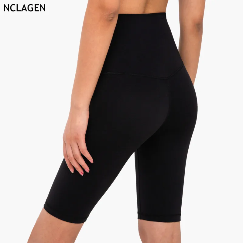 

NCLAGEN Yoga Shorts Doublesided Fitness Tight Gym Sport Workout Running High Waist Butt Lifting Squat Proof Five Points Trousers