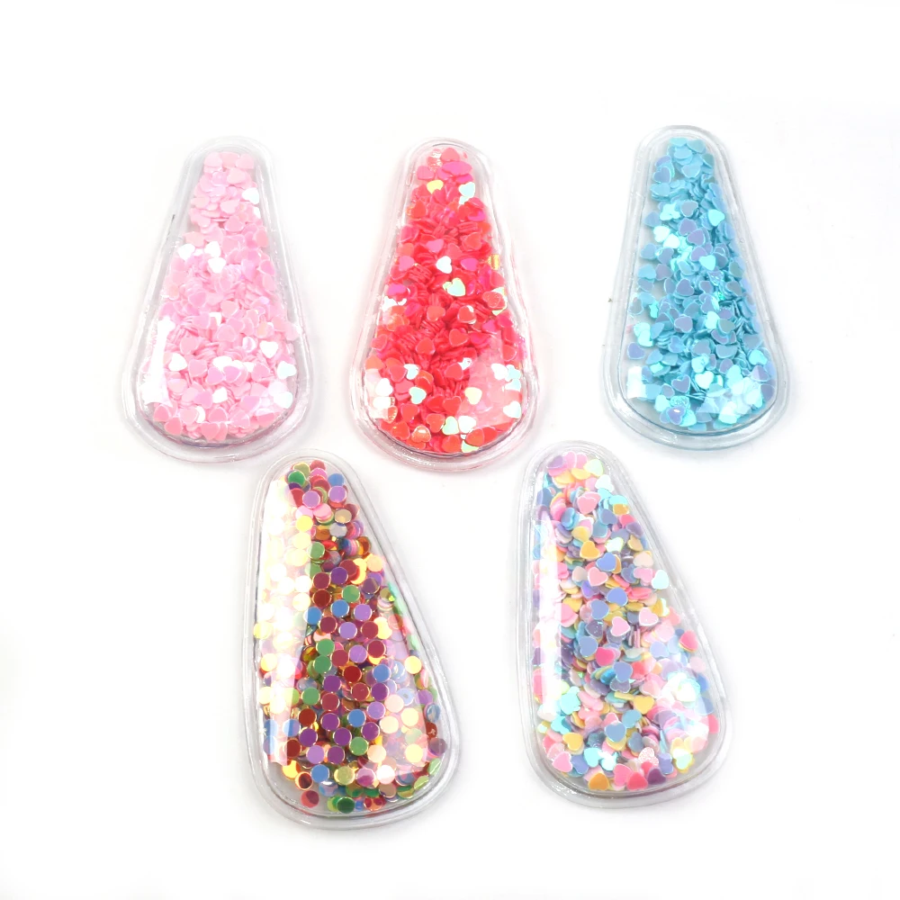 New 56X30mm 5Pcs Sequins Transparent Hair Clips Making for Hairdressing Hair accessories DIY Hairpins Children Girls,5Yc7387