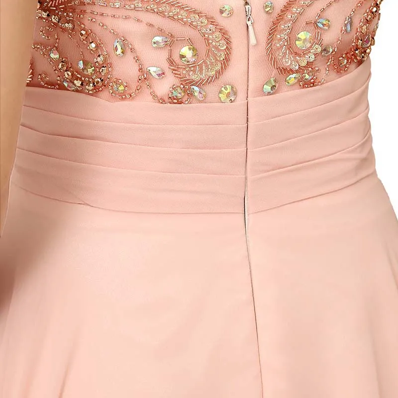 

Sleeveless Long Evening Dress Beading Chiffon Backless Women Dress Floor Length Prom Gown Formal Dress For Evening Gown Party