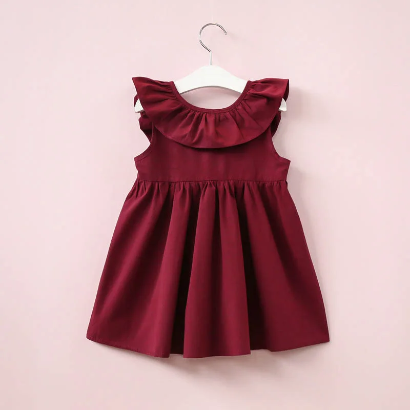 Cute Baby Girls Summer Sundress Bowknot Short Mini Vest Dress Toddler Kids Cotton Casual Dresses Sleeveless Outfit Red Pink images - 6