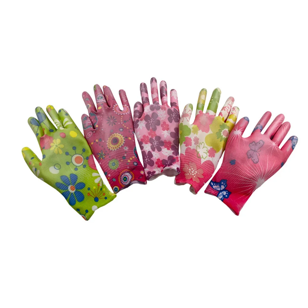 

Women Floral Waterproof PU Gardening Durable Hands Protection Anti-Static Wear Resistant Working Gloves Non-Slip