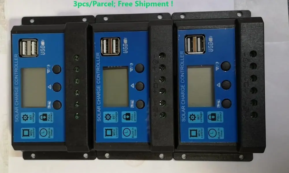 3 шт./партия PWM type12/24V 10A20A30A Dual USB зарядом установки на солнечной батарее
