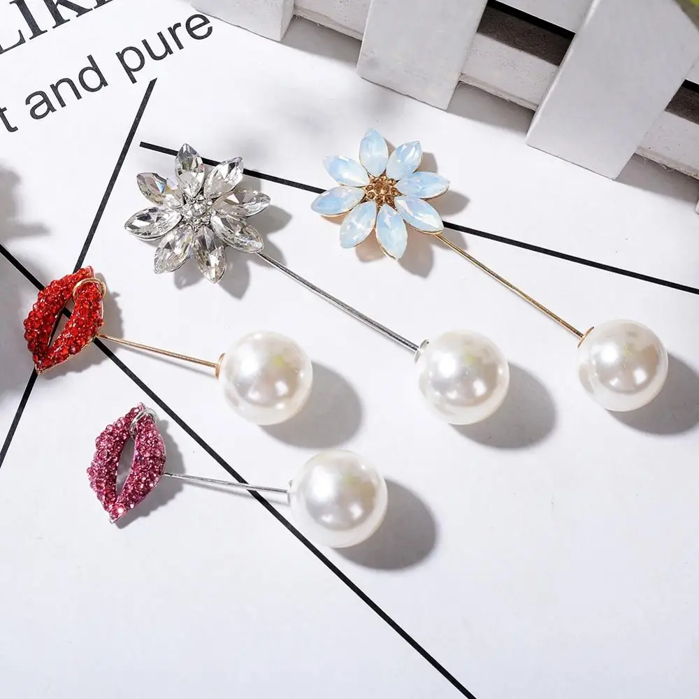 IMIXLOT сплав пламени в виде красных губ цветок броши с искусственным жемчугом