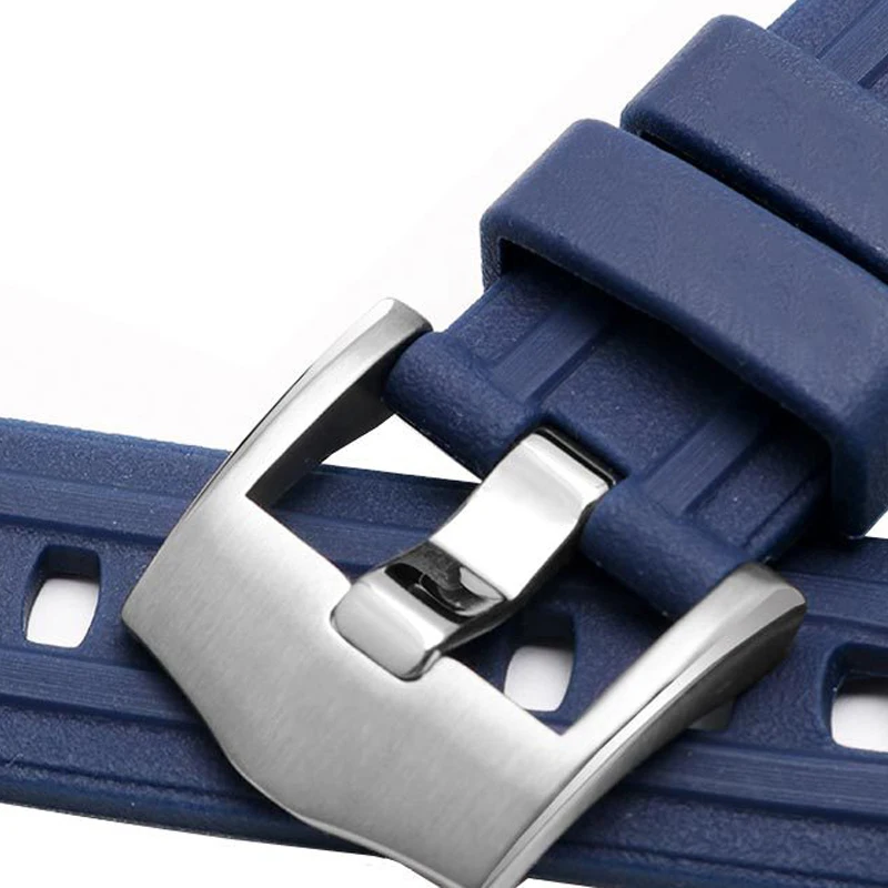 20mm Watch strap Replacement for Omega Seamaster 300 Curved End Fluorous Rubber silicone watchband Stainless steel buckle
