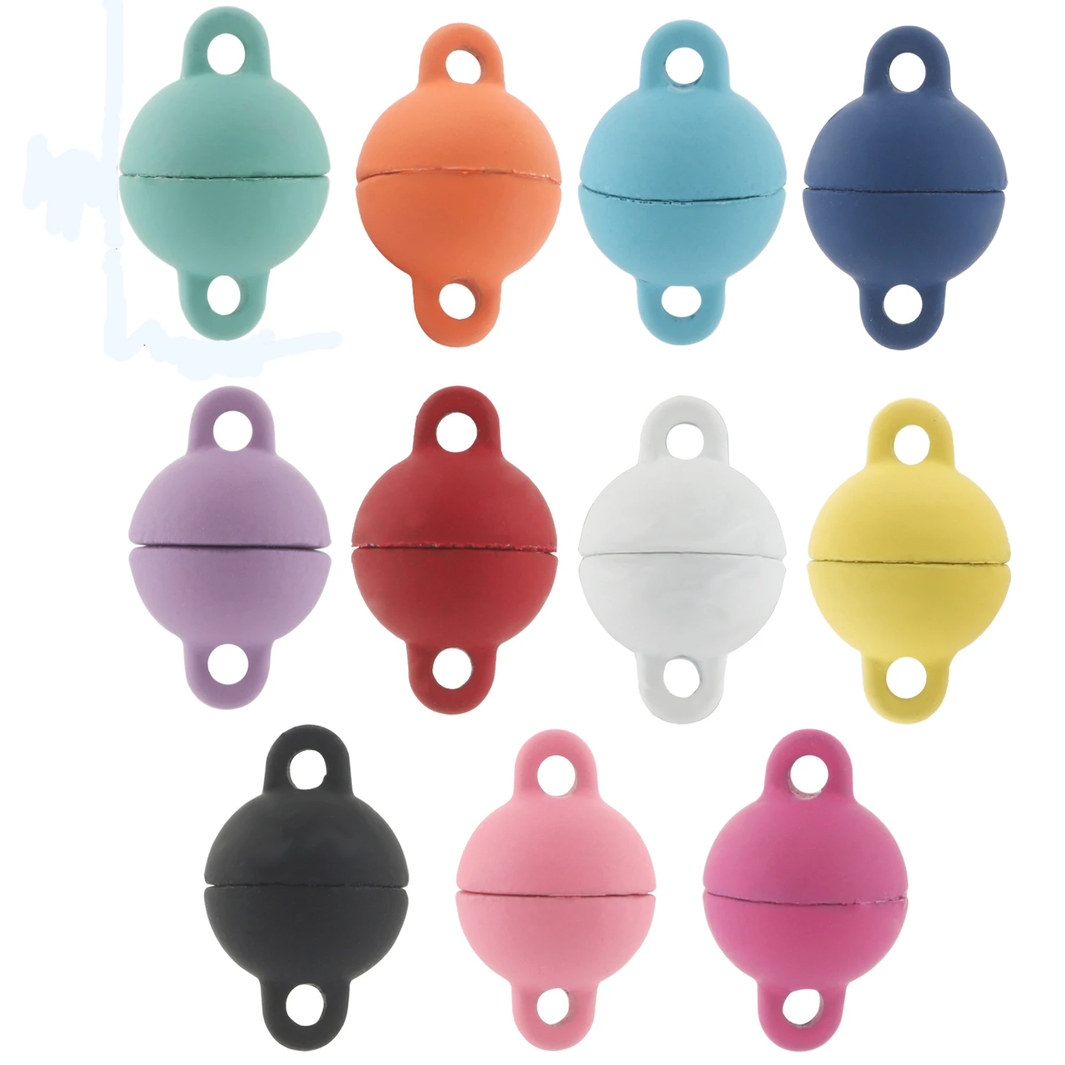 

5set/lot Charms Matte Colorful Ball Strong Magnetic Clasp Connector End Cap Stopper For Wire Cord Diy Couple Bracelet Necklace