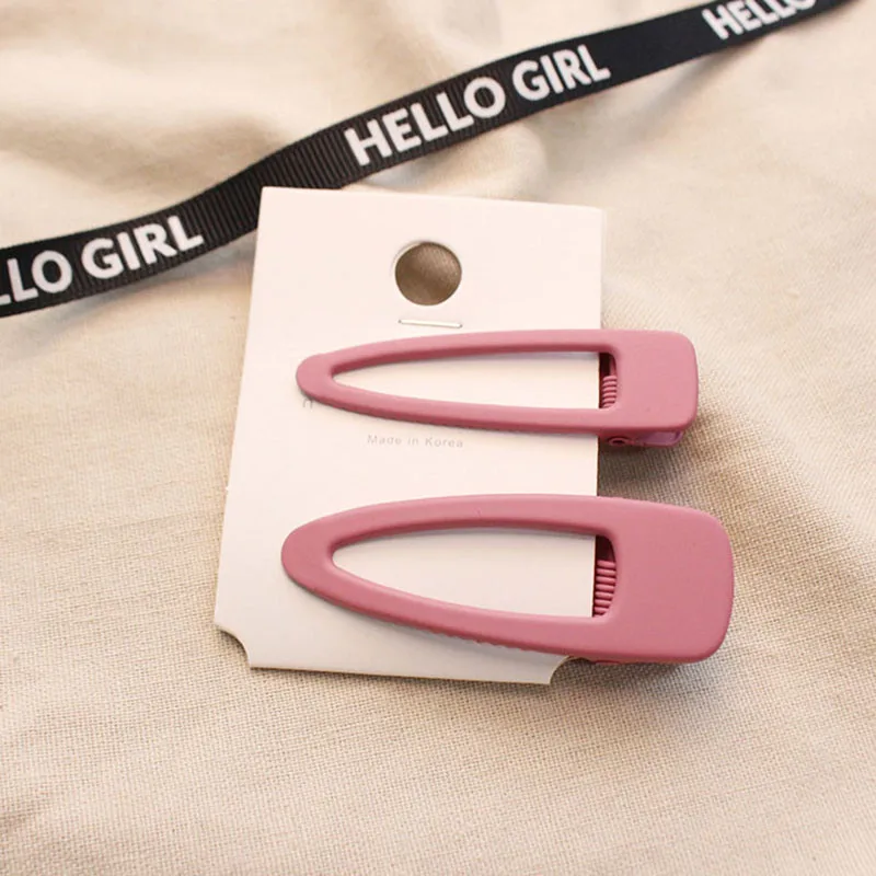 

2pcs/set Girl Hair Clips for Hair Styling Matte Scrub Snap Clip Pin Children Women Kids Hairpins Metal Triangle Accessories