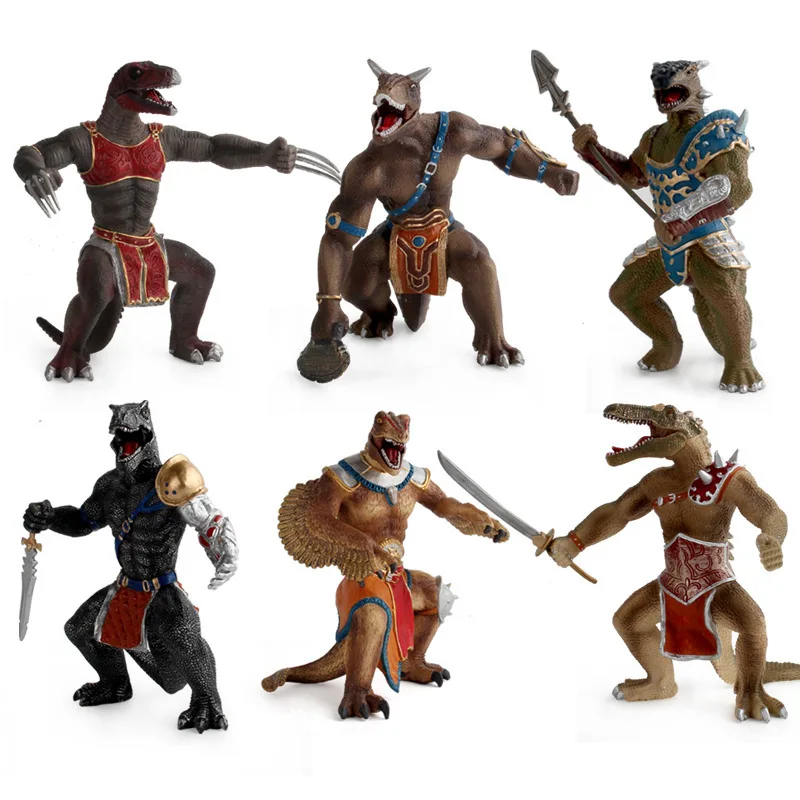 

Jurassic Tyrannosaurus Warrior Entity Model Doll Scythe Dragon Horned Dinosaur Warrior Action Doll Children's Toy Boy Gift