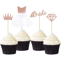 12pcs diamond ring wedding crown cupcake toppers bride to be cake topper for wedding bridal shower birthday party decorations