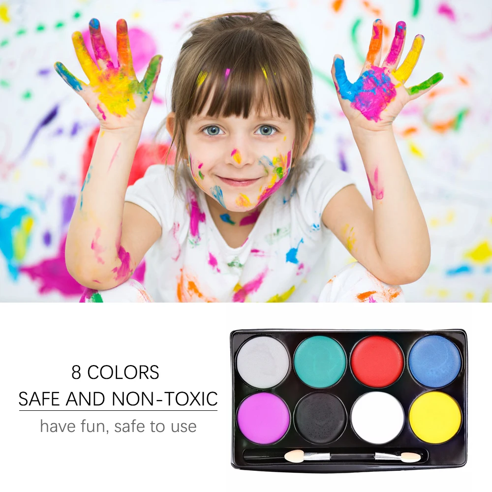 8 цветов уход за кожей лица Краски Хэллоуина макияж боди арт вечерние фестиваль