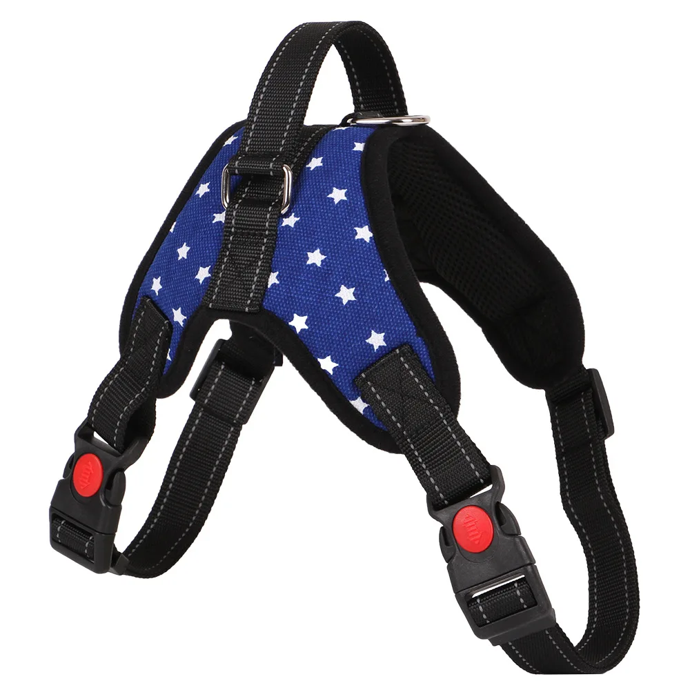 

Pet Reflective Breathable Nylon Dog Harness No Pull Adjustable Medium Large Naughty Dogs Vest Safety Vehicular Lead Walking