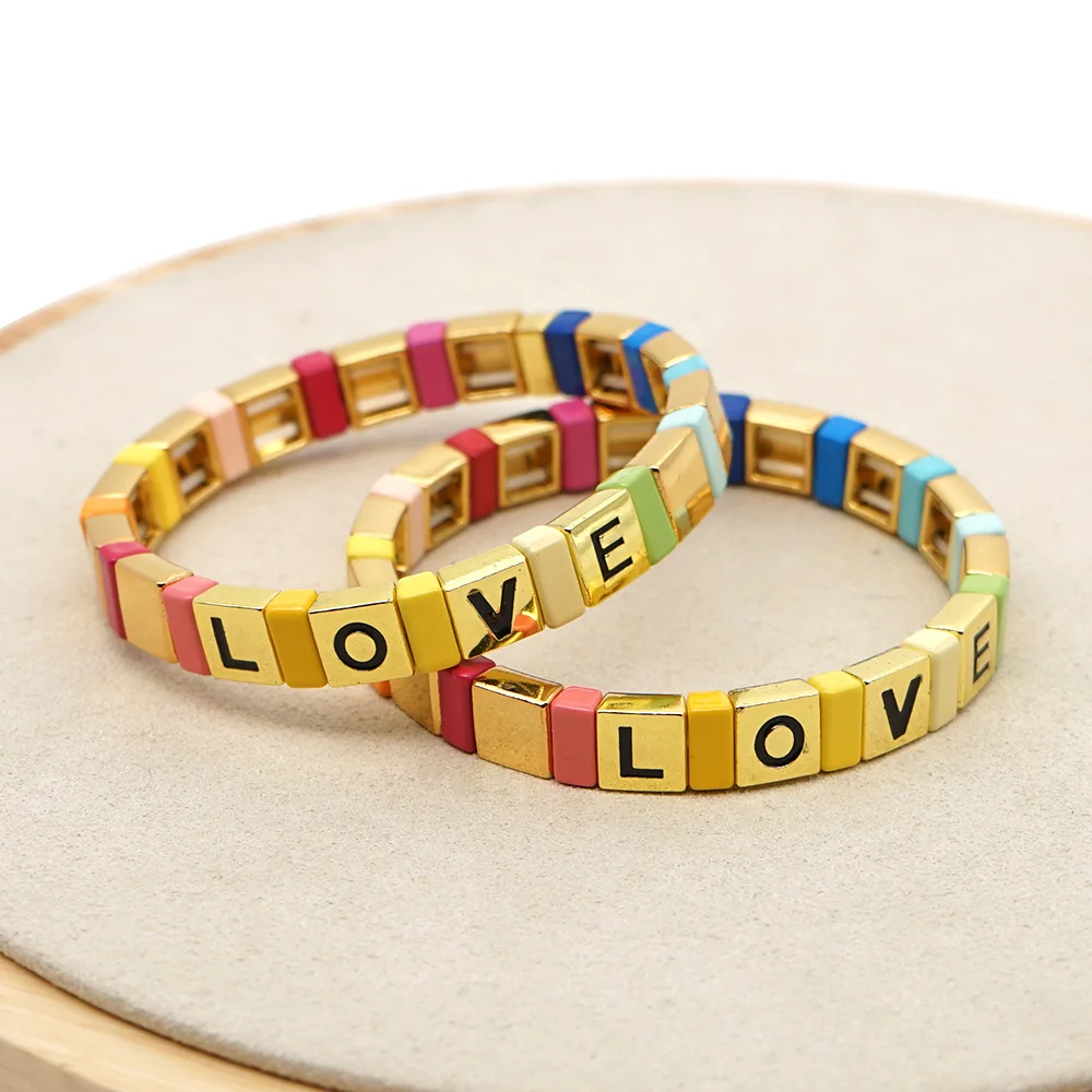 Женский браслет с эмалью Shinus многоцветный Браслет золотистого цвета в богемном