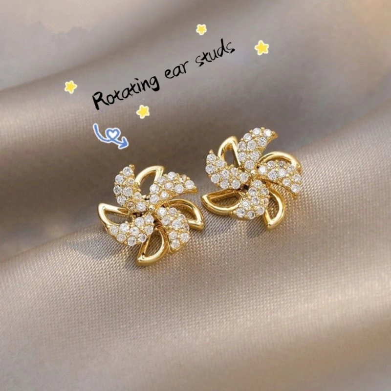 

Rotatable Windmill Earrings Female 925 Silver Needle Design Earrings with Jewelry Wholesale Korean Fashion Earrings for Women