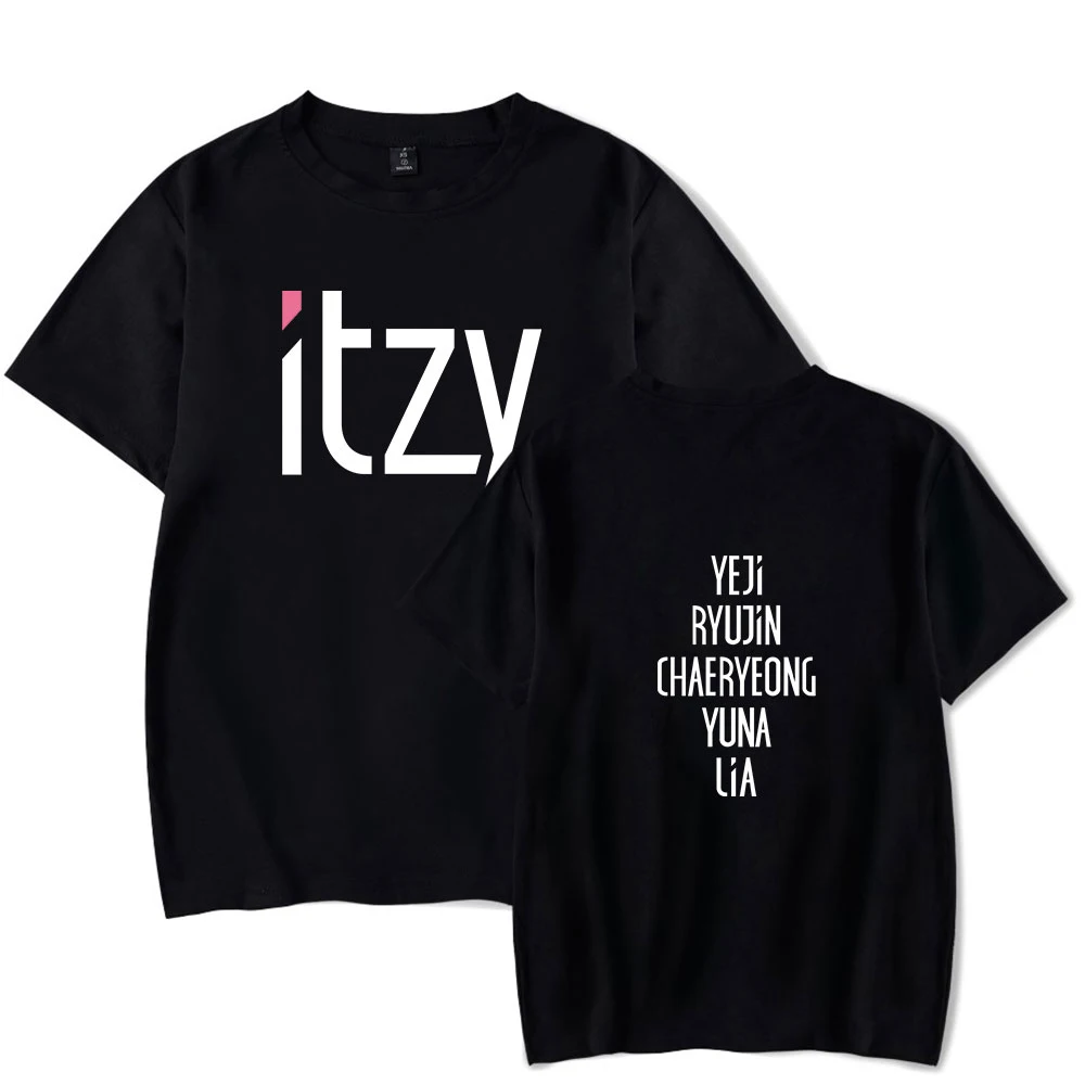 TJ одежда корейская ITZY Футболка Топ хип хоп сшитый летний короткий рукав Уличная