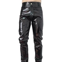 sexy mens faux leather wetlook tight pants leggings clubwear zip trousers 2021 autumn new baggy fashion oversize sports pants