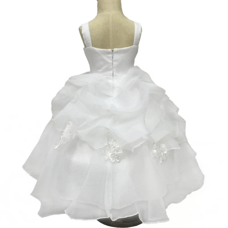 Popular White First Communion Dress With Bustle Lace Appliques Ivory Flower Girl Dresses Christening Kids Ball Gowns For Girls |