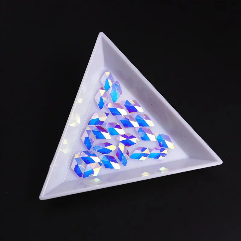 Rhombus AB 6x10mm 10 шт Кристалл AB ромб Блестящие Стразы для ногтей Стекло с плоской задней частью 3D бриллиант 6X10 мм Блестки Дизайн ногтей аксессуары - Цвет: Rhombus AB 6x10mm