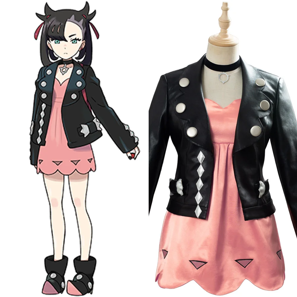 

Anime Sword and Shield Cosplay Costume Marnie Coat Dress Suit For Girls Halloween Carnival Costumes